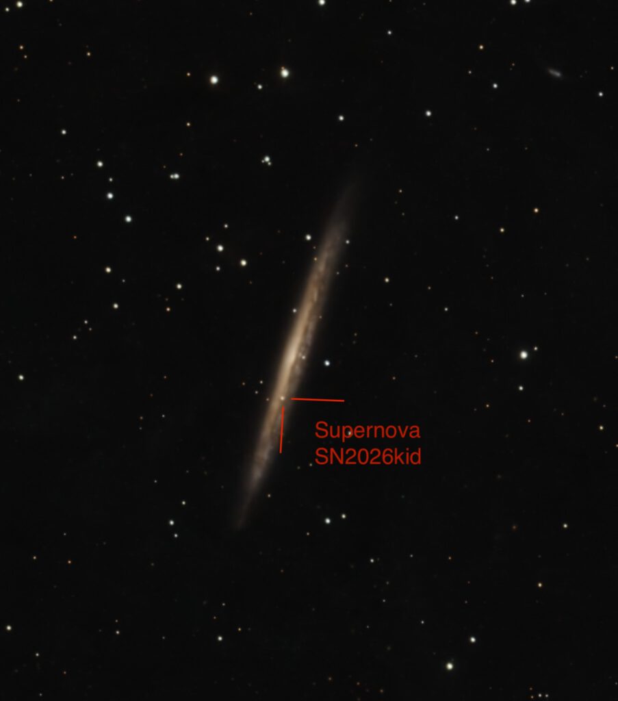 NGC 5907 mit Supernova