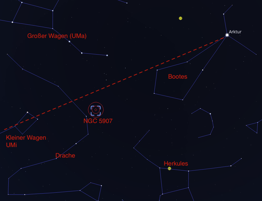 NGC 5907 Aufsuchkarte